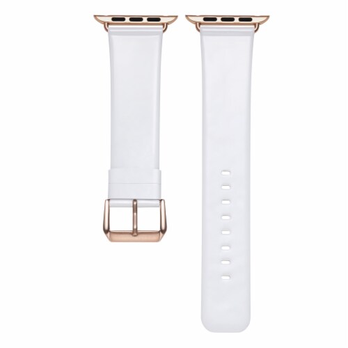 White Patent Band & Bracelet Bundle for Apple Watch Series 1,2,3,4,5,6 & SE -  Size 38mm/40mm Perspective: top