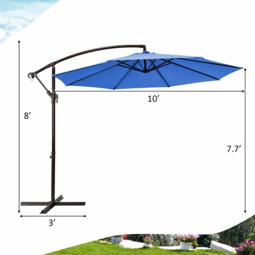 Costway 10FT Patio Offset Hanging Umbrella Easy Tilt Adjustment 8 Ribs Backyard Blue Perspective: top