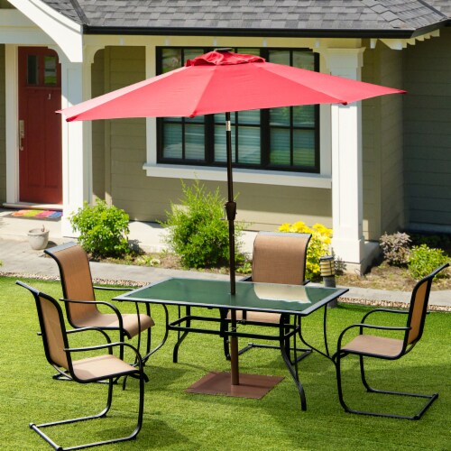 50LBS Patio Square Umbrella Base Stand Market Umbrellas Handle Wheels
