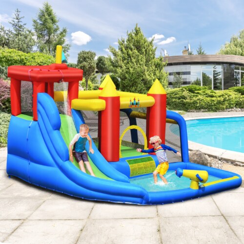 Costway Inflatable Bouncer Water Climb Slide Bounce House Splash Pool w/ Blower Perspective: top