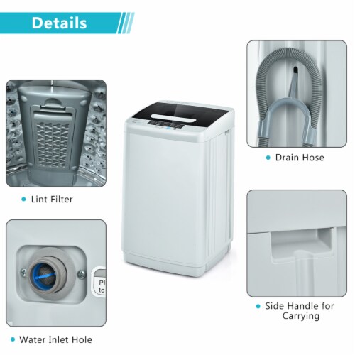 Costway Portable Full-Automatic Laundry Washing Machine 8.8lbs Spin Washer W/ Drain Pump Perspective: top