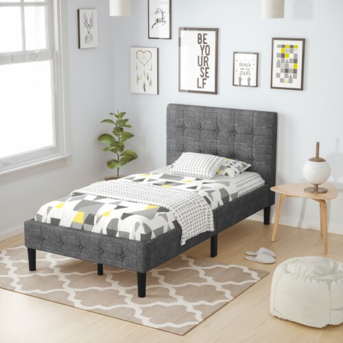 Costway Twin Upholstered Bed Frame Button Tufted Headboard