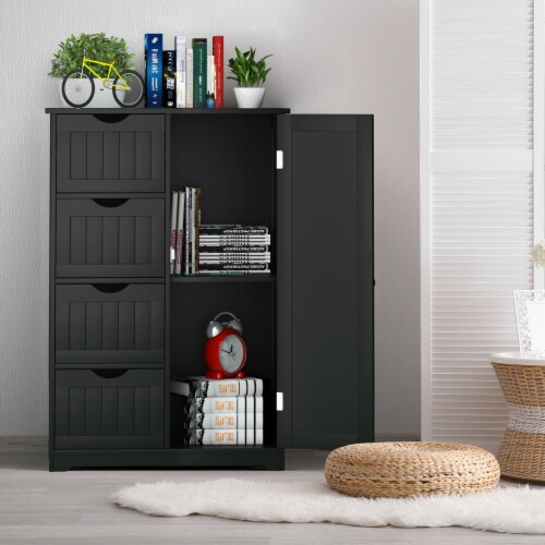4 Drawer Freestanding Bathroom Floor Cabinet Adjustable Storage Cupboard Perspective: top