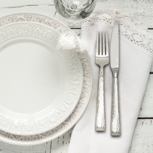 Hampton Forge Brocade Hammered Flatware Set - Silver Perspective: top