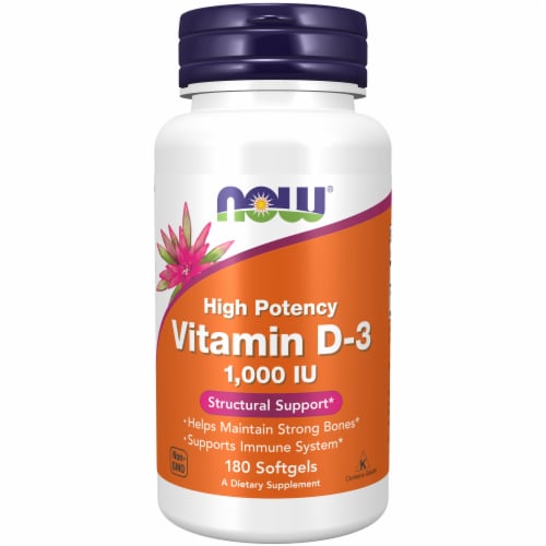 Now® Vitamin D-3 Softgels 1000IU Perspective: top