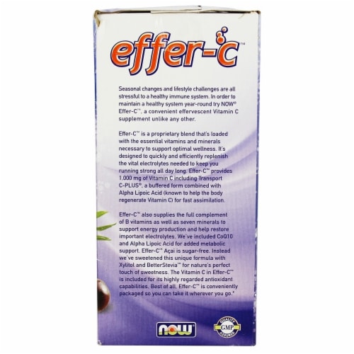 NOW Foods Effer-C Effervescent Drink Mix Acai Berry, 30 Packet(s) Perspective: top