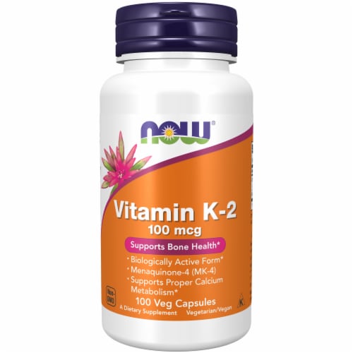 Now® Vitamin K-2 Veg Capsules 100mcg Perspective: top