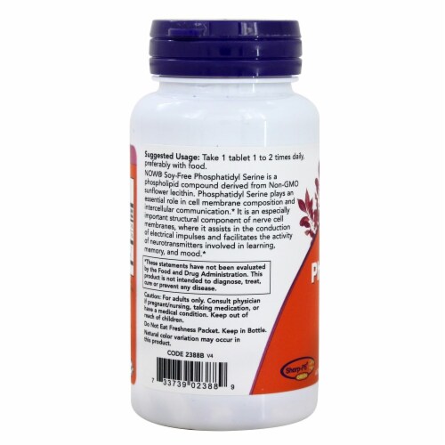NOW® Soy-Free Phosphatidyl Serine Tablets Perspective: top
