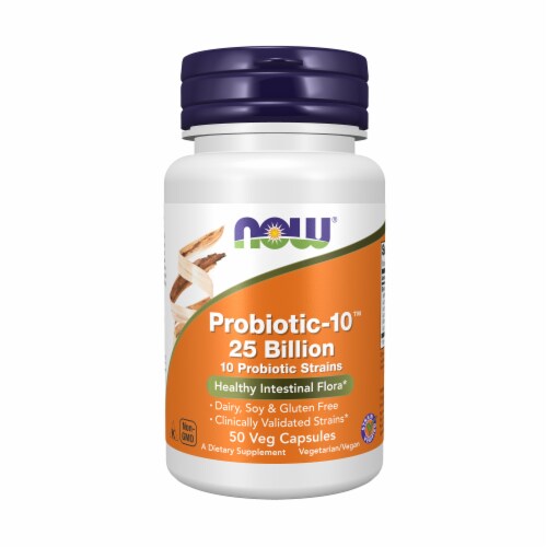 NOW® Probiotic-10™ 25 Billion Veg Capsules Perspective: top