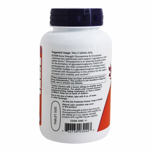 NOW Foods Glucosamine and Chondroitin Sulfate Extra Strength Joint Health, 60 Tablets Perspective: top