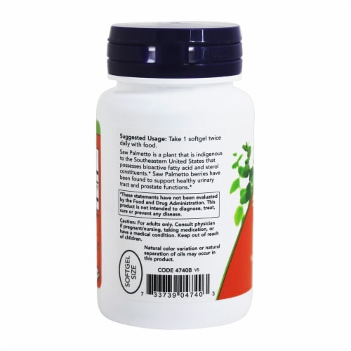 NOW Foods Saw Palmetto Double Strength 160 mg., 60 Softgels Perspective: top
