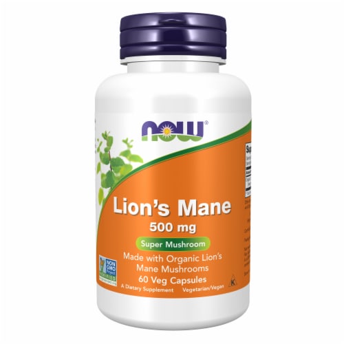 NOW® Foods Lion's Mane 500 mg - 60 Veg Capsules Perspective: top