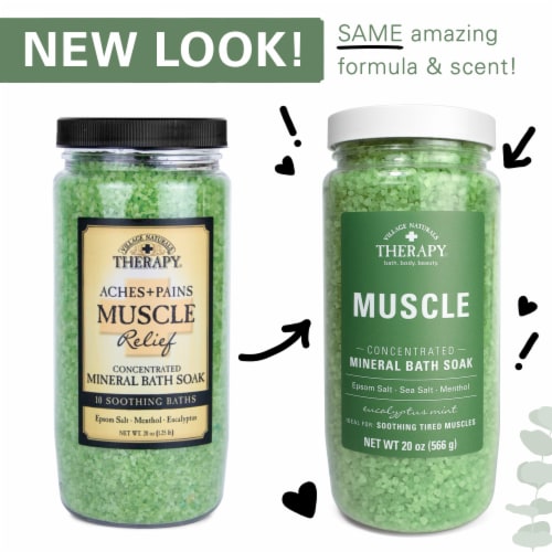 Village Naturals Therapy Aches + Pains Muscle Relief Mineral Bath Soak Perspective: top