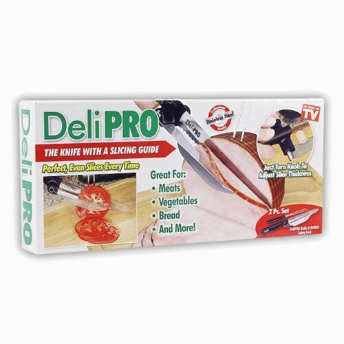 Deli Pro Knife and Fork with Slicing Guide Perspective: top