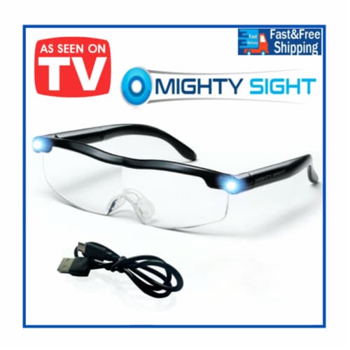 160% Mighty Sight Led Magnifying Eyewear Glasses with Rechargeable LED  lights