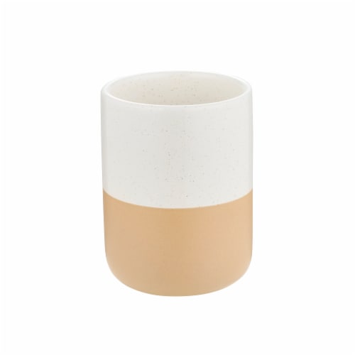 VCNY Home Ceramic Bathroom Accessory Set - White/Tan Perspective: top