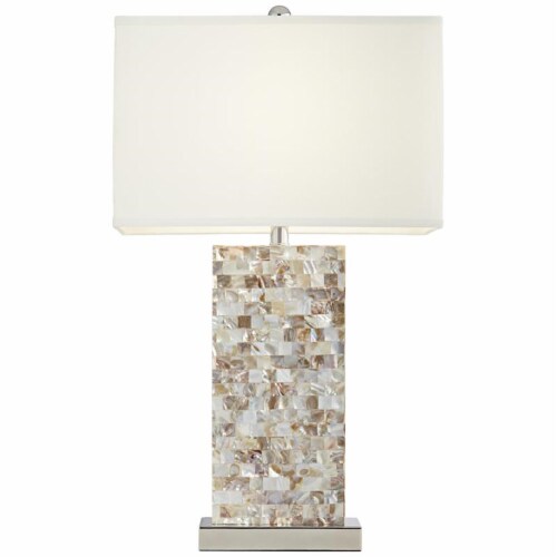 Pacific Coast Lighting Block Mother of Pearl Rectangle Resin Table Lamp in White Perspective: top