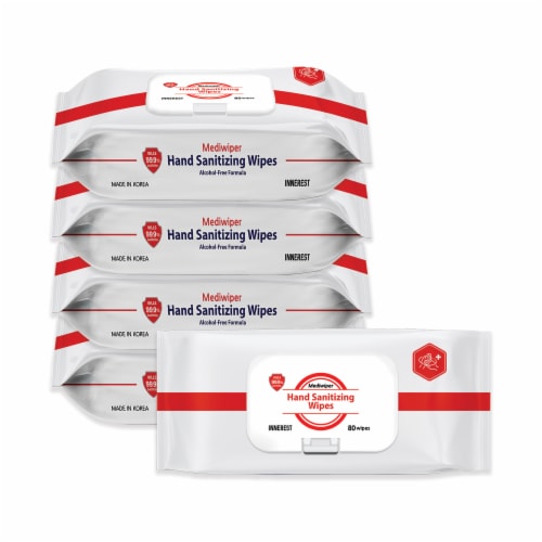 Mediwiper Gentle Hand Sanitizer Wipes (400 Wipes, 80ct x5pks) Perspective: top