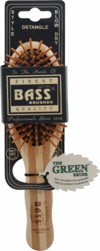 Bass Brushes The Green Brush - Small Oval Hairbrush With Bamboo Pins Perspective: top