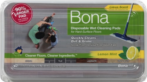 Bona Disposable Wet Lemon Mint Scent Cleaning Pads Perspective: top