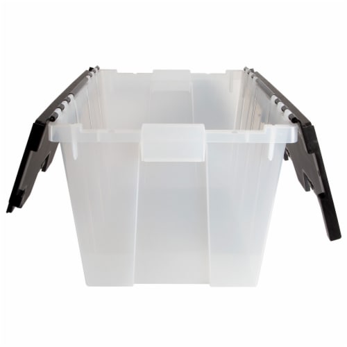 Sterilite Stackable 56 Quart Storage Tote, Clear with Marine Blue