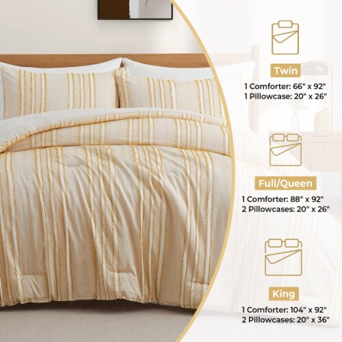 YearRound Warmth Clipped Comforter Set Soft Microfiber, Full/Queen