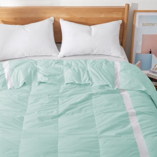 Ice Cooling Down Comforter Lightweight Breathable Summer Blanket Twin Queen King Green King Perspective: top