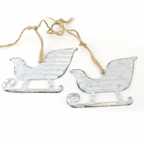 Christmas Tree/Sleigh Garland Metal Primitive Looking Snow 158786 Perspective: top