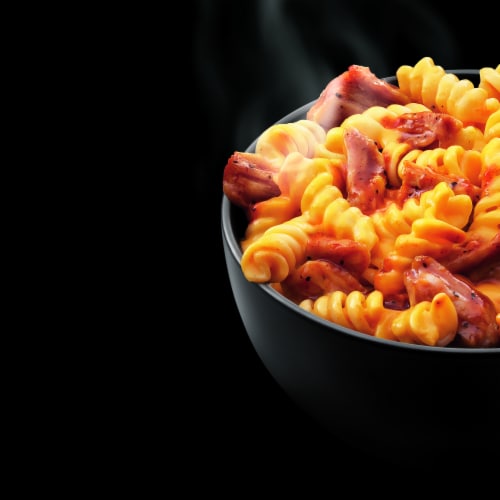 Boston Market Pulled Chicken Bowl with Sweet & Smoky BBQ Sauce Frozen Meal Perspective: top