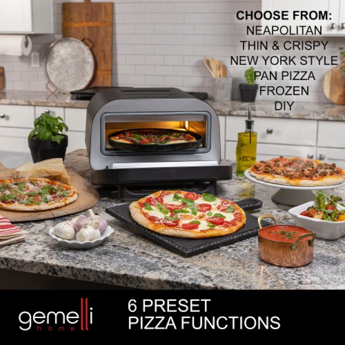 Gemelli Home Pizza Oven, Electric Indoor and Outdoor Pizza Maker, Up to 750F, Countertop Piz Perspective: top