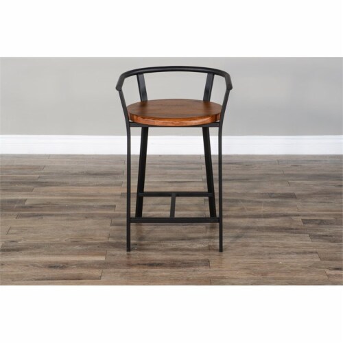 Sunny Designs Metroflex 24  Mid-Century Sturdy Metal Barstool in Rustic Oak Perspective: top