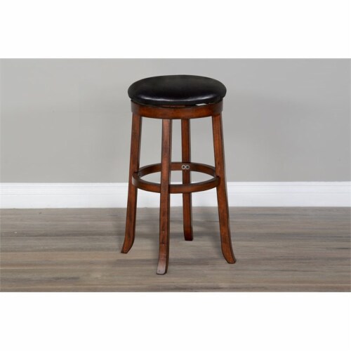 Sunny Designs Tuscany 30  Mahogany Wood Backless Swivel Stool in Medium Brown Perspective: top