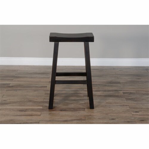 Sunny Designs 30  Saddle Seat Transitional Mahogany Wood Stool in Black Walnut Perspective: top