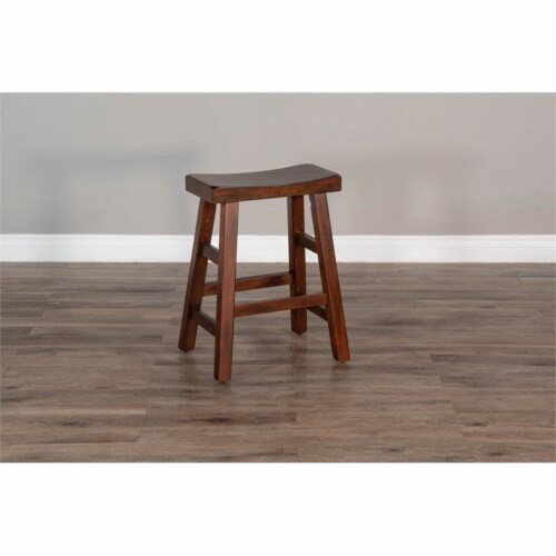 Sunny Designs 24  Saddle Seat Transitional Mahogany Wood Stool in Dark Chocolate Perspective: top