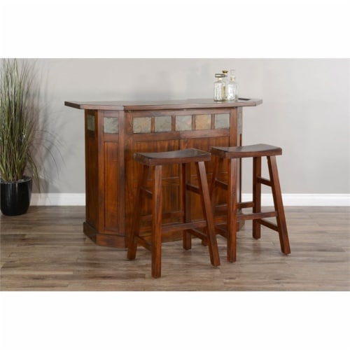 Sunny Designs 30  Saddle Seat Transitional Mahogany Wood Stool in Dark Chocolate Perspective: top