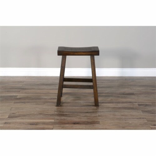 Sunny Designs 24  Saddle Seat Transitional Mahogany Wood Stool in Tobacco Leaf Perspective: top