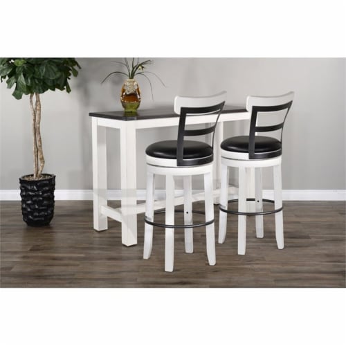 Sunny Designs Carriage House 30  Wood Swivel Barstool with Back in White Perspective: top
