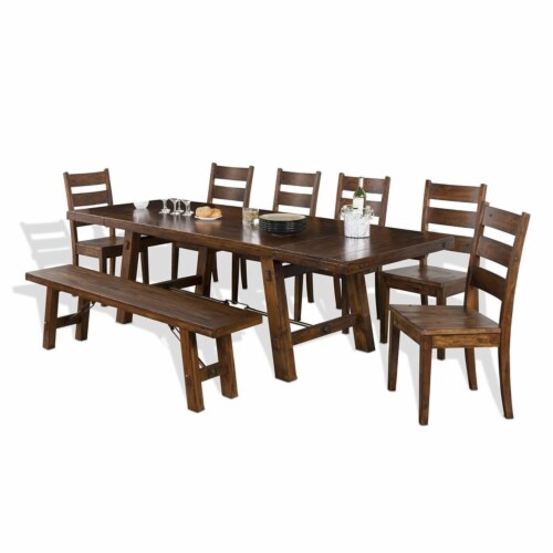 Sunny Designs Tuscany 18  Farmhouse Mahogany Wood Bench in Medium Brown Perspective: top