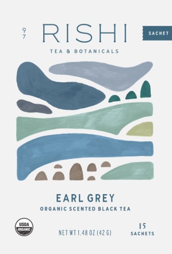 Rishi Tea Organic Earl Grey Black Tea Sachets Perspective: top