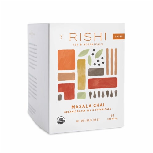 Rishi Tea Organic Masala Chai Black Tea Sachets Perspective: top