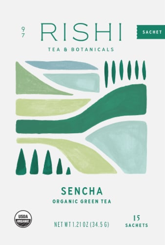 Rishi Tea Organic Sencha Green Tea Sachets Perspective: top