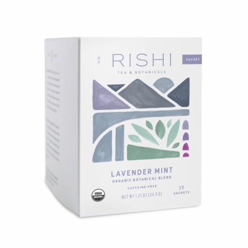 Rishi Tea Organic Lavender Mint Tea Sachets Perspective: top