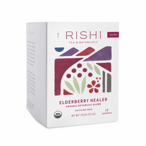 Rishi Tea Organic Elderberry Healer Tea Sachets Perspective: top