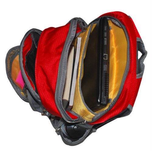 Everest Deluxe Traveler's Laptop Backpack - Red/Gray Perspective: top