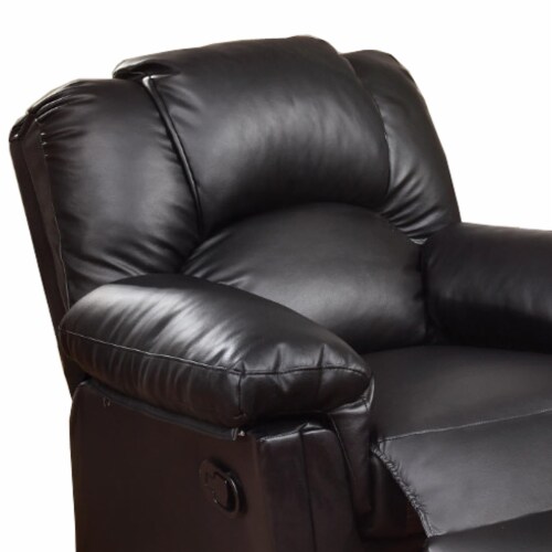 Bonded Leather Rocker Recliner Black- Saltoro Sherpi Perspective: top