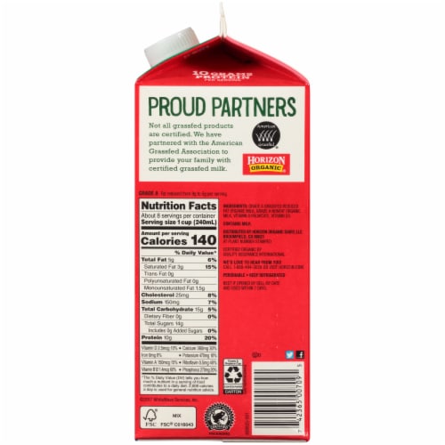 Horizon Organic Grassfed 2% Reduced Fat Milk Perspective: top