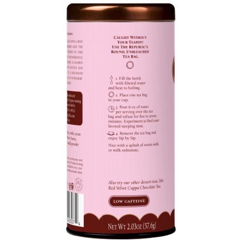 The Republic of Tea Strawberry Cuppa Chocolate Herbal Blend Tea, Low Caffeine, 36 Tea Bags Perspective: top