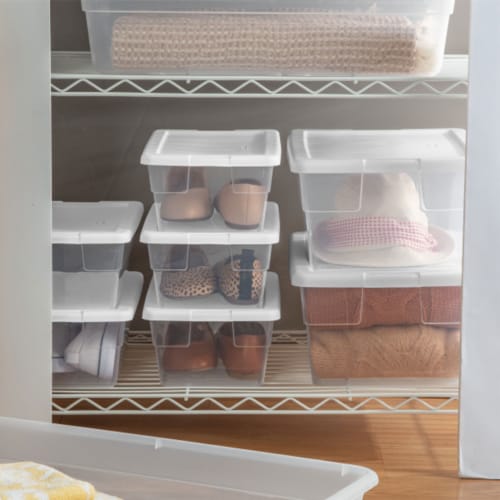 Sterilite 16 Quart Stacking Storage Box Container Tub w/Lid, Clear (24 Pack) Perspective: top