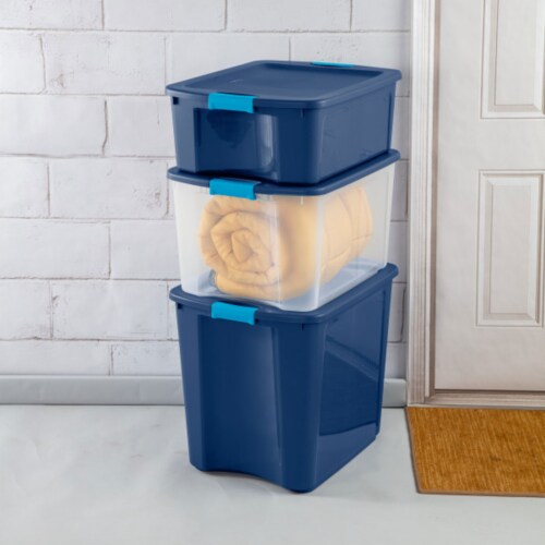 Sterilite 18 Gallon Stackable Latch and Carry Storage Container, Clear (6 Pack) Perspective: top