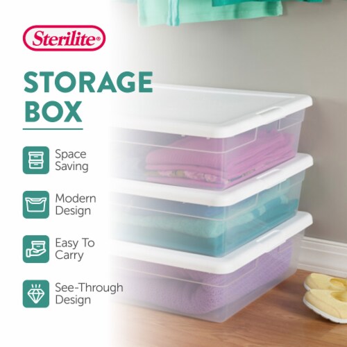 Sterilite 28 Qt Clear Stackable Under Bed Organizer Storage Container